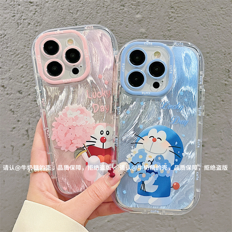 捧花哆啦羽纱手机壳适用苹果16promax新款华为vivo小米15OPPO创意