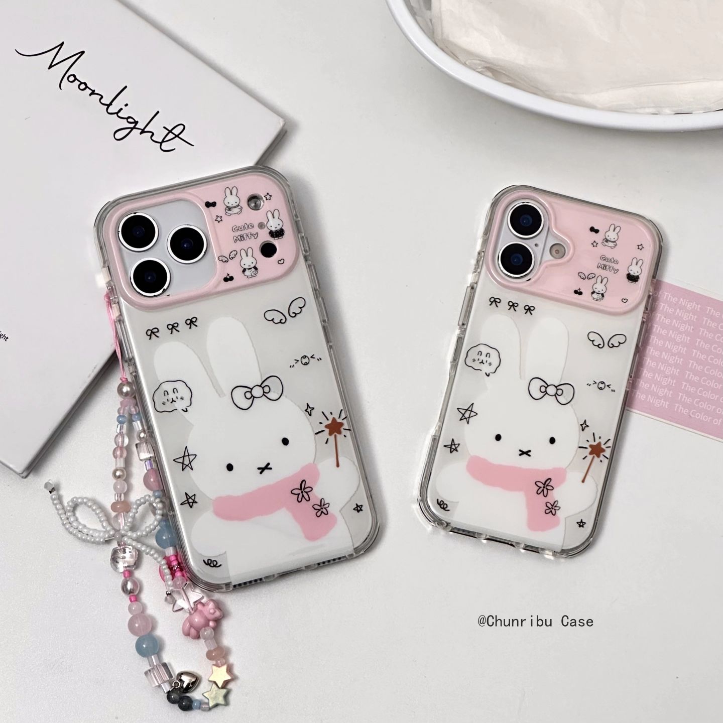 可爱古早卡通粉围巾米菲仙女棒适用苹果17/16promax手机壳15/14