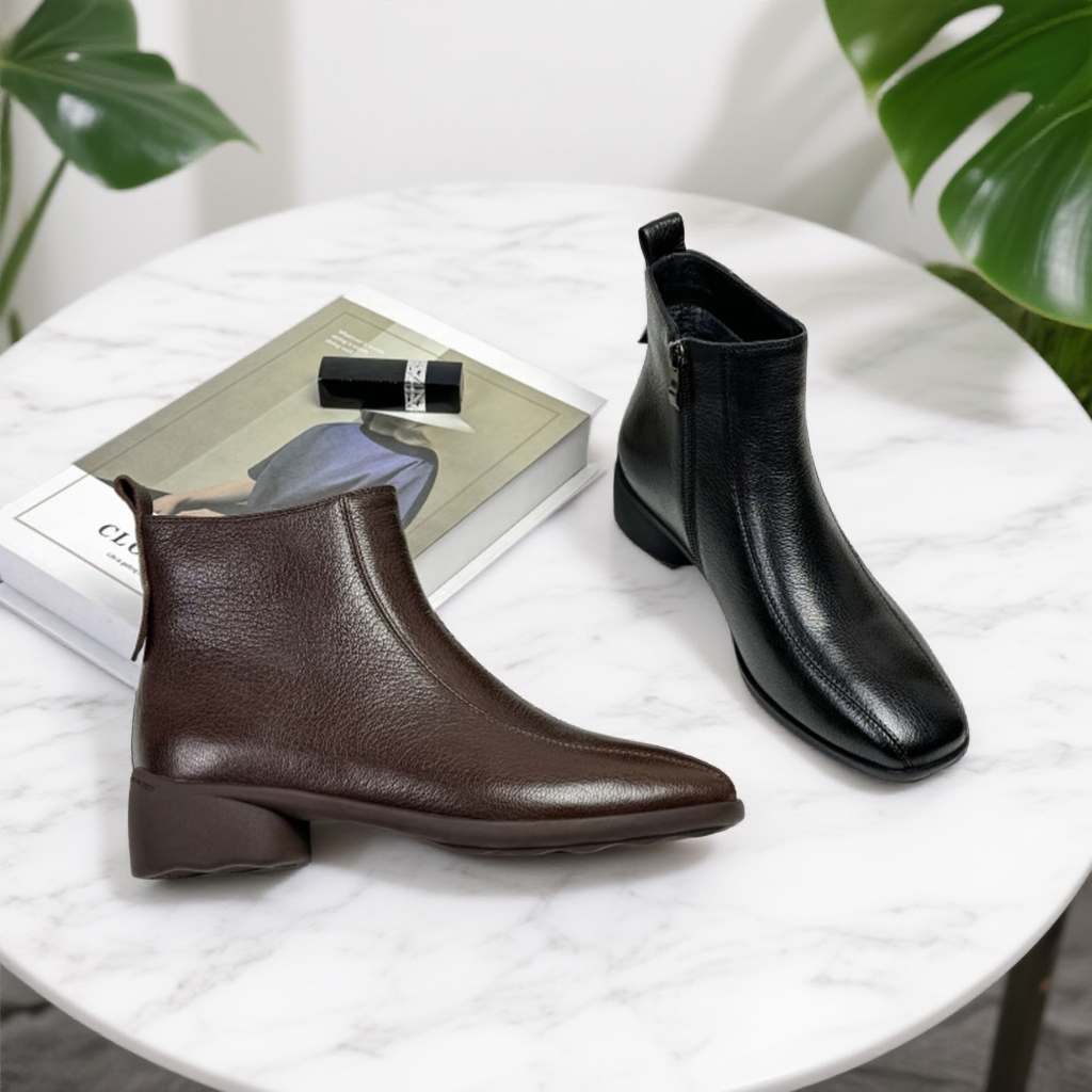 法式新款秋冬时装靴时尚休闲百搭复古粗跟潮流英伦风方头舒适1116