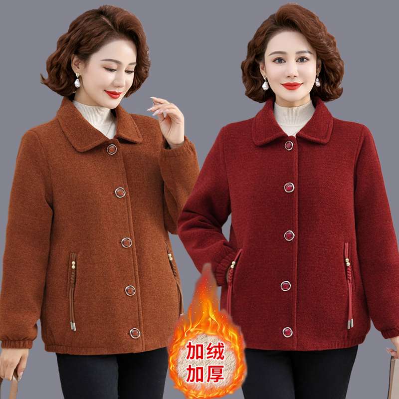 时尚毛呢外套女短款2025秋冬新款洋气妈妈加绒加厚水貂绒保暖大衣