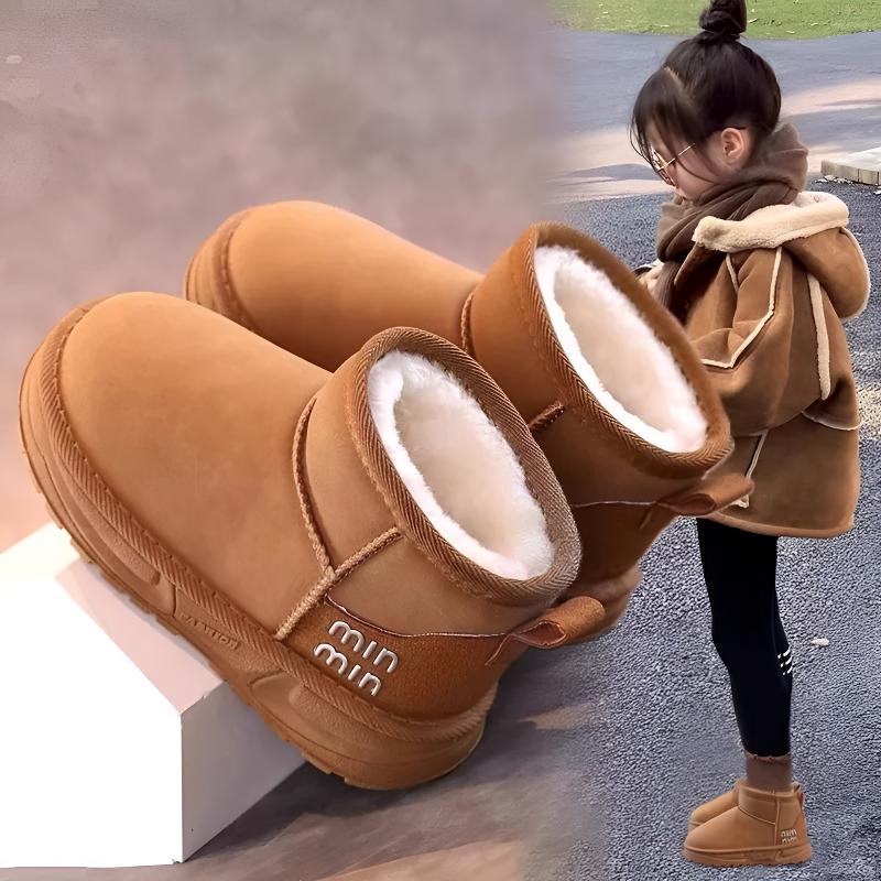 ABC儿童防水雪地靴2025冬季新款男童皮毛一体雪地棉儿童雪地靴