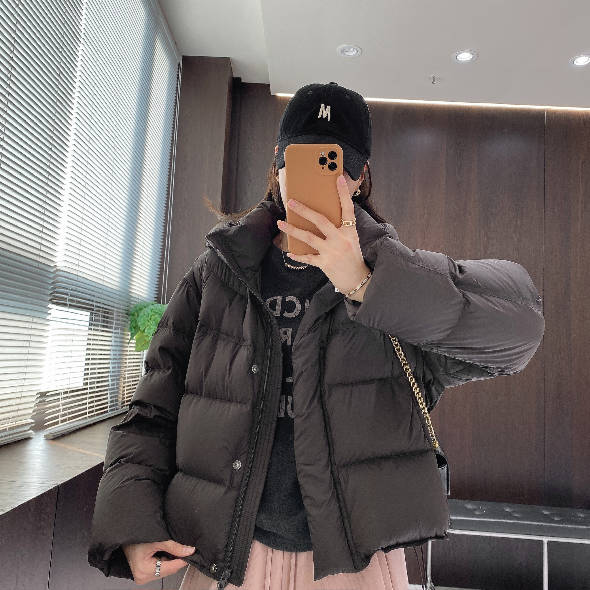 IMFLY金小金自制女装 90鹅绒羽绒服DYW10135冬厚款宽松连帽面包服