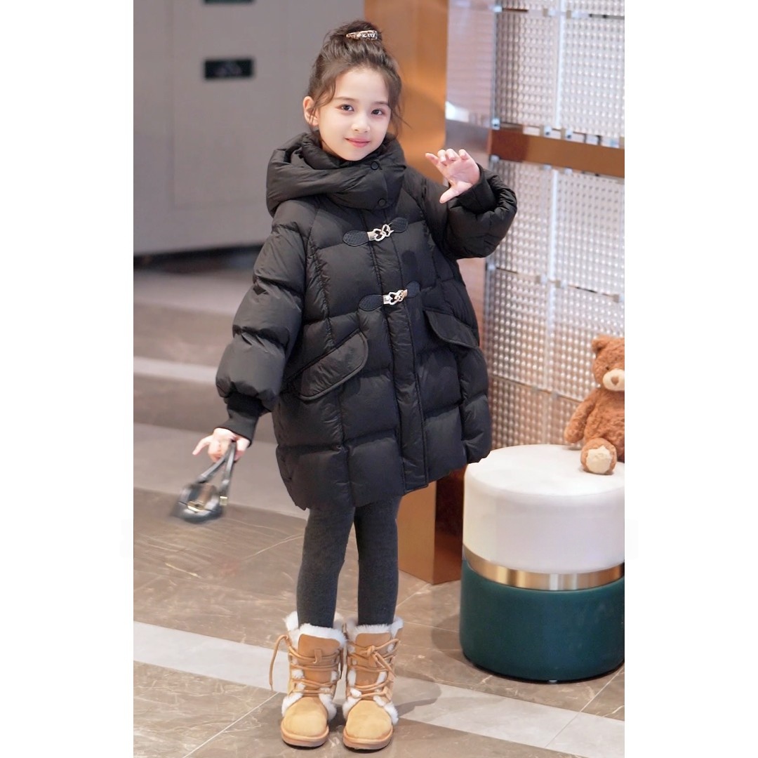 【持久的暖】儿童羽绒服2025冬季女童百搭加厚保暖连帽中长款外套