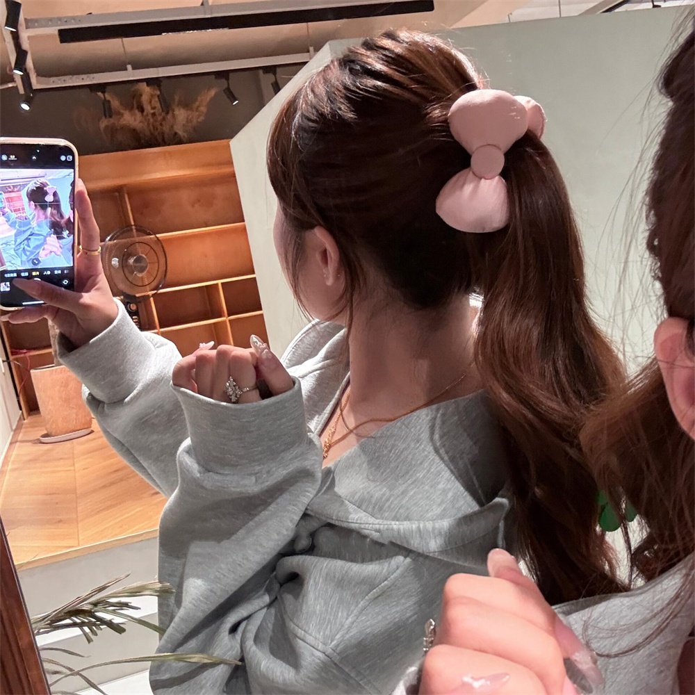 日系甜美公主小众充棉立体蝴蝶结香蕉夹扎发侧边可爱少女心头饰