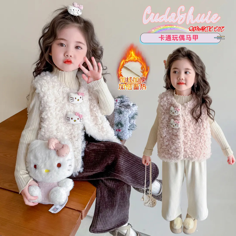 女童加绒保暖秋冬季马甲儿童外穿坎肩2025新款加厚背心女宝宝冬装