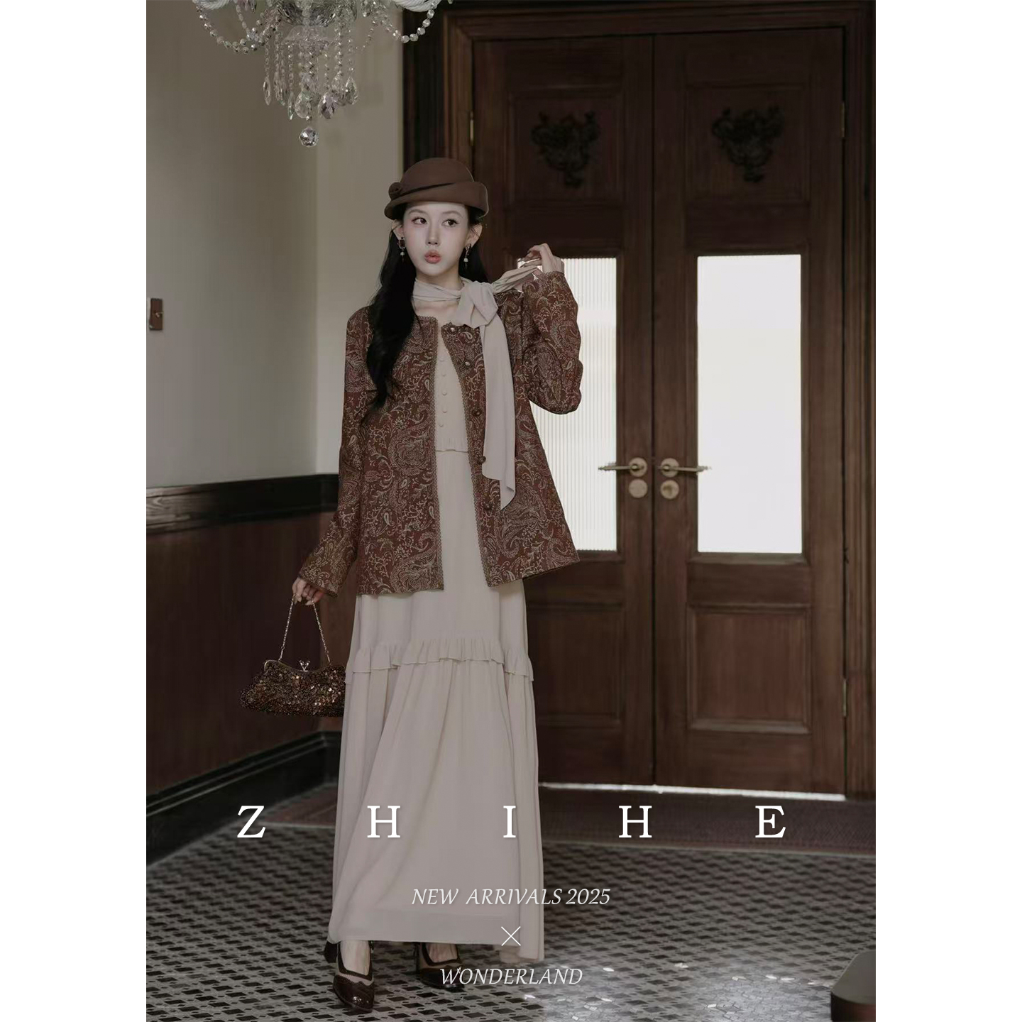 无艳一禾【曼城舞会】法式浪漫高棉牛仔外套+雪纺连衣裙