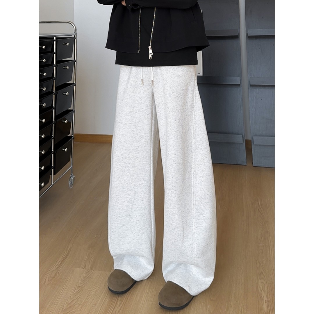 cleanfit黑色阔腿卫裤男女秋季新款美式弯刀裤子高级感重磅休闲裤