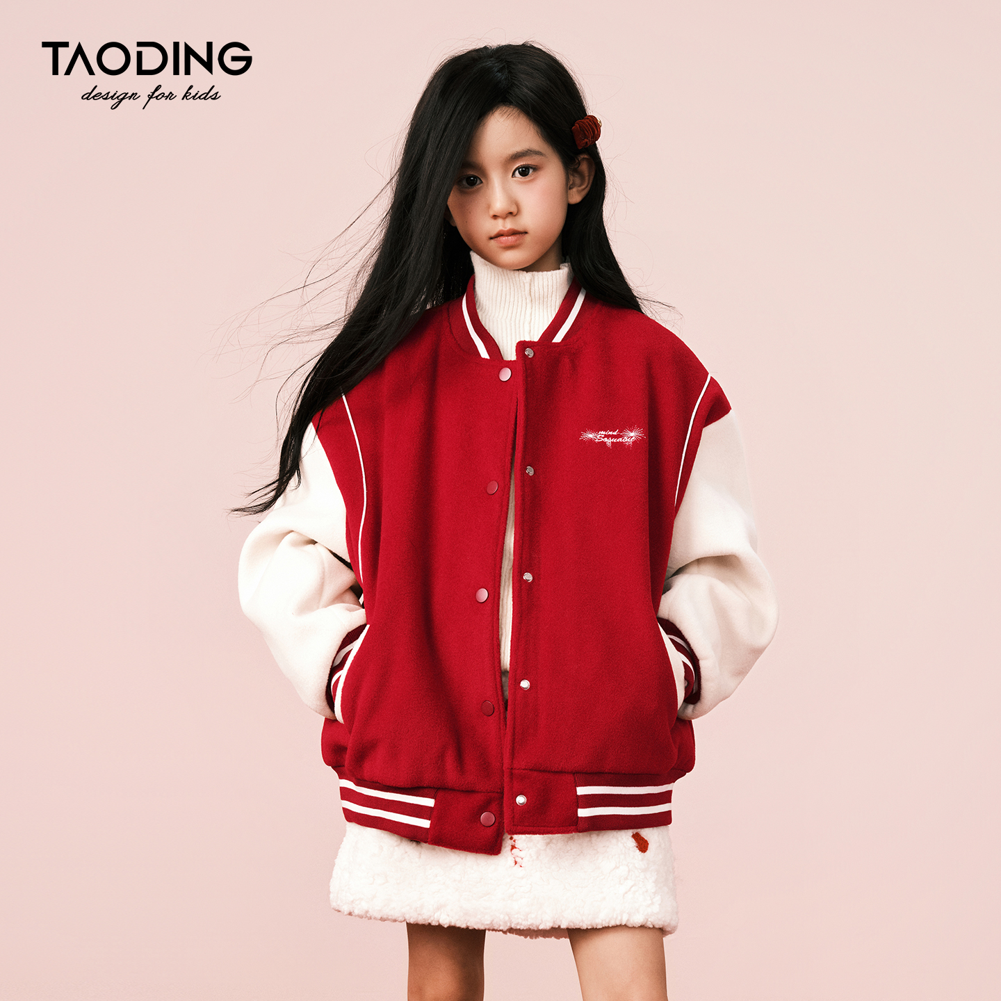 淘町女童外套秋冬新款洋气女孩加厚保暖棒球服小个子儿童夹克上衣