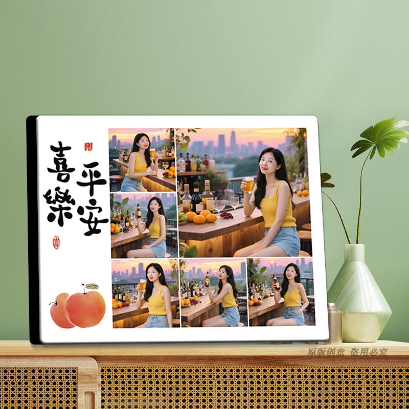 生活照片来图定制新年相框摆台平安喜乐六宫格全家福亲子照相片框