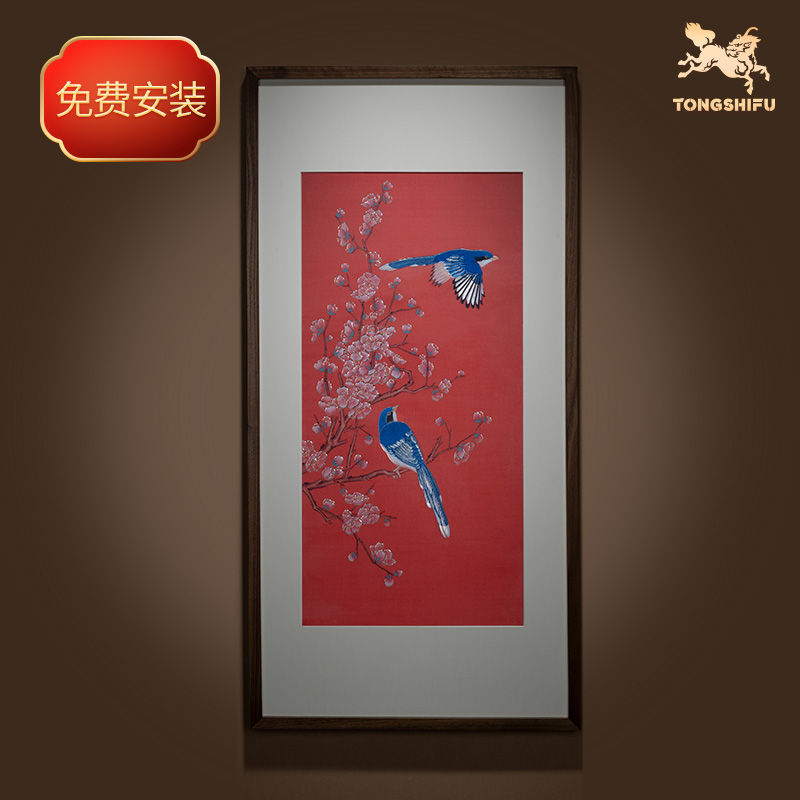 铜师傅《喜上枝头》手工錾刻 铜雕画 装饰画 玄关画 背景画 壁画