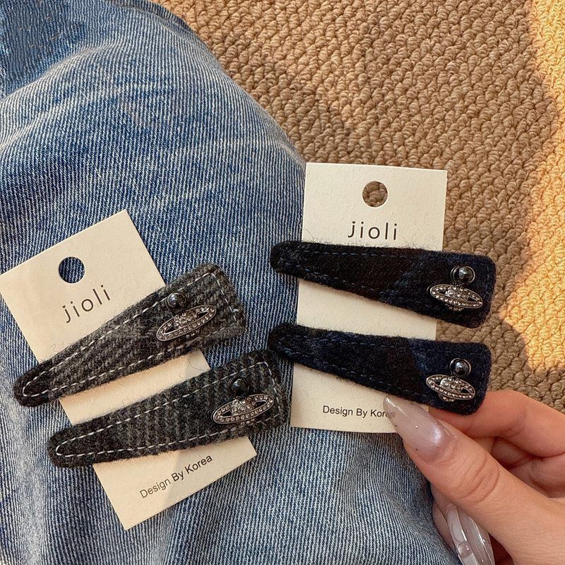 复古个性土星水钻镶嵌发夹高级感侧边夹前额碎发后脑勺BB夹刘海夹