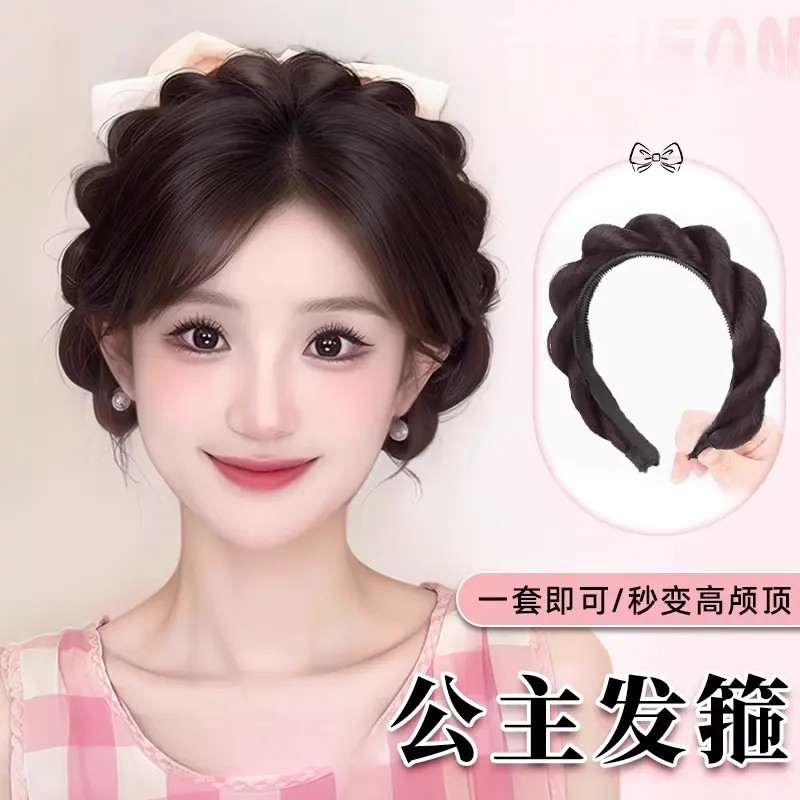 发箍假发女仿真发千金公主头蓬松自然高颅顶古风麻花辫子盘发利器