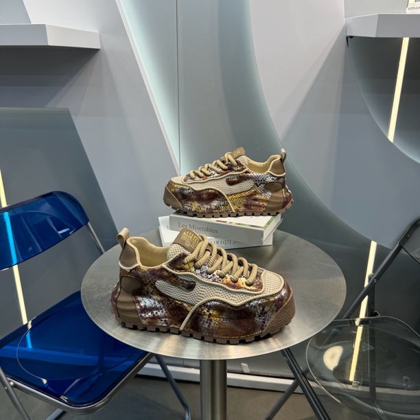 低帮圆头时尚休闲鞋拼色厚底复古潮流亮片透气夏季鞋子