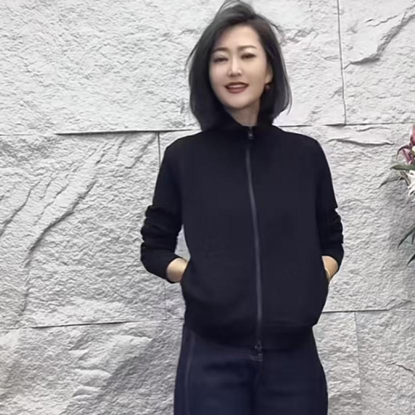 黑色立领拉链卫衣女士2025春季新款气质显瘦休闲百搭长袖开衫外套