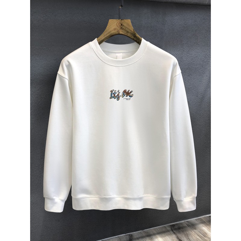 DeweLvum刺绣百搭重磅休闲圆领长袖卫衣男士舒适美式情侣上衣男装