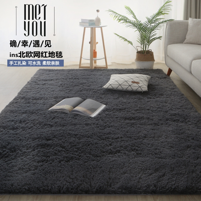 冬季新款客厅地毯茶几卧室床边垫子加厚房间毛绒网红轻奢毛毯地垫