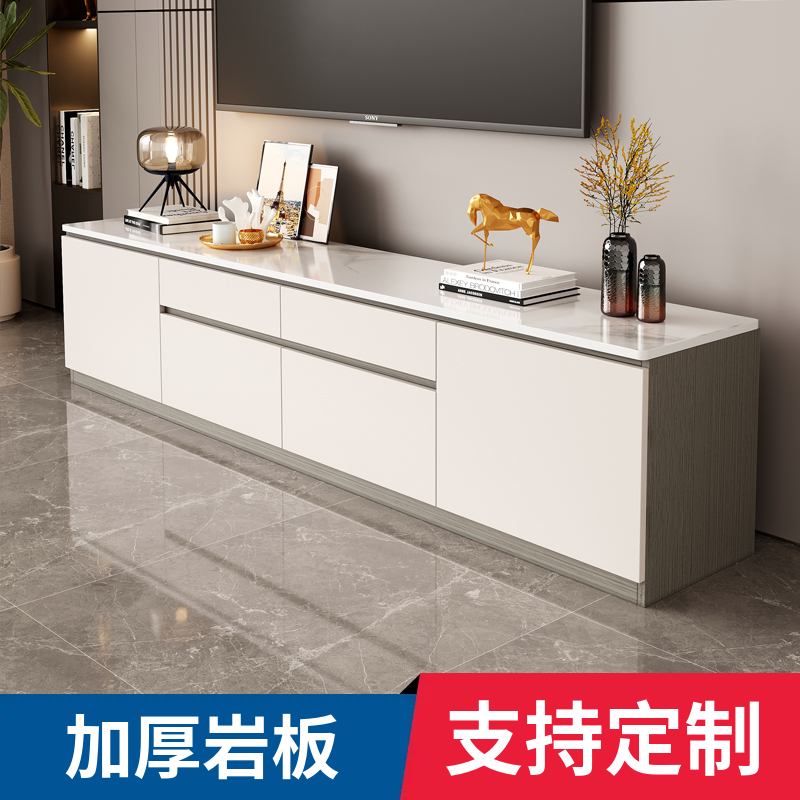 电视柜客厅家用落地收纳储物柜一体实木岩板地柜2025新款电视机柜