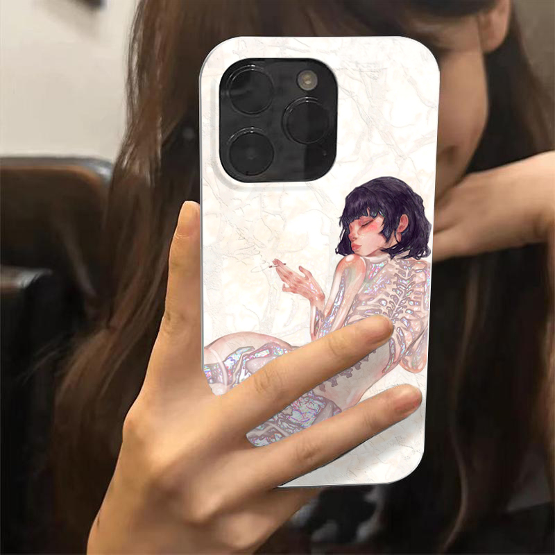 慵懒一下适用苹果16/15promax手机壳果冻白新款iphone13/14/12套