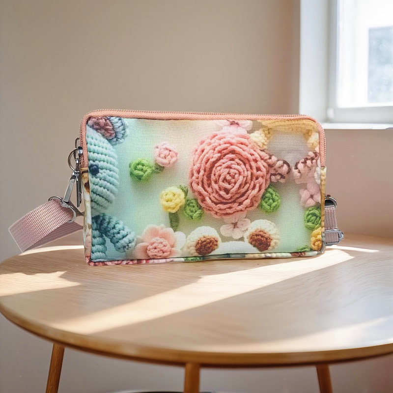 手机包零钱包多层拉链防水收纳包女士斜跨单肩包时尚小手包包复古