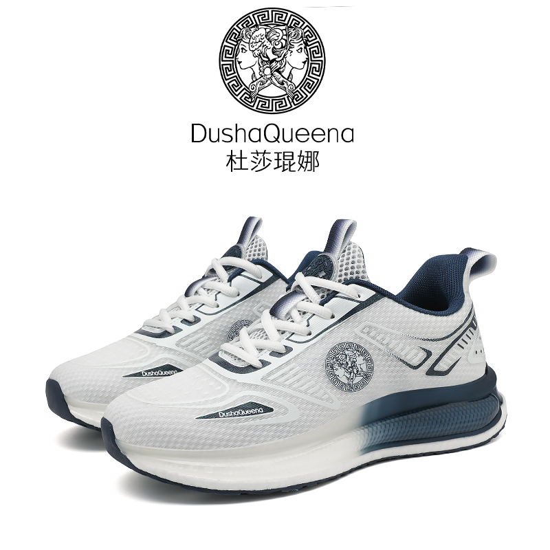 DushaQueena/杜莎琨娜透气网面秋冬皮面情侣跑步男运动鞋81888