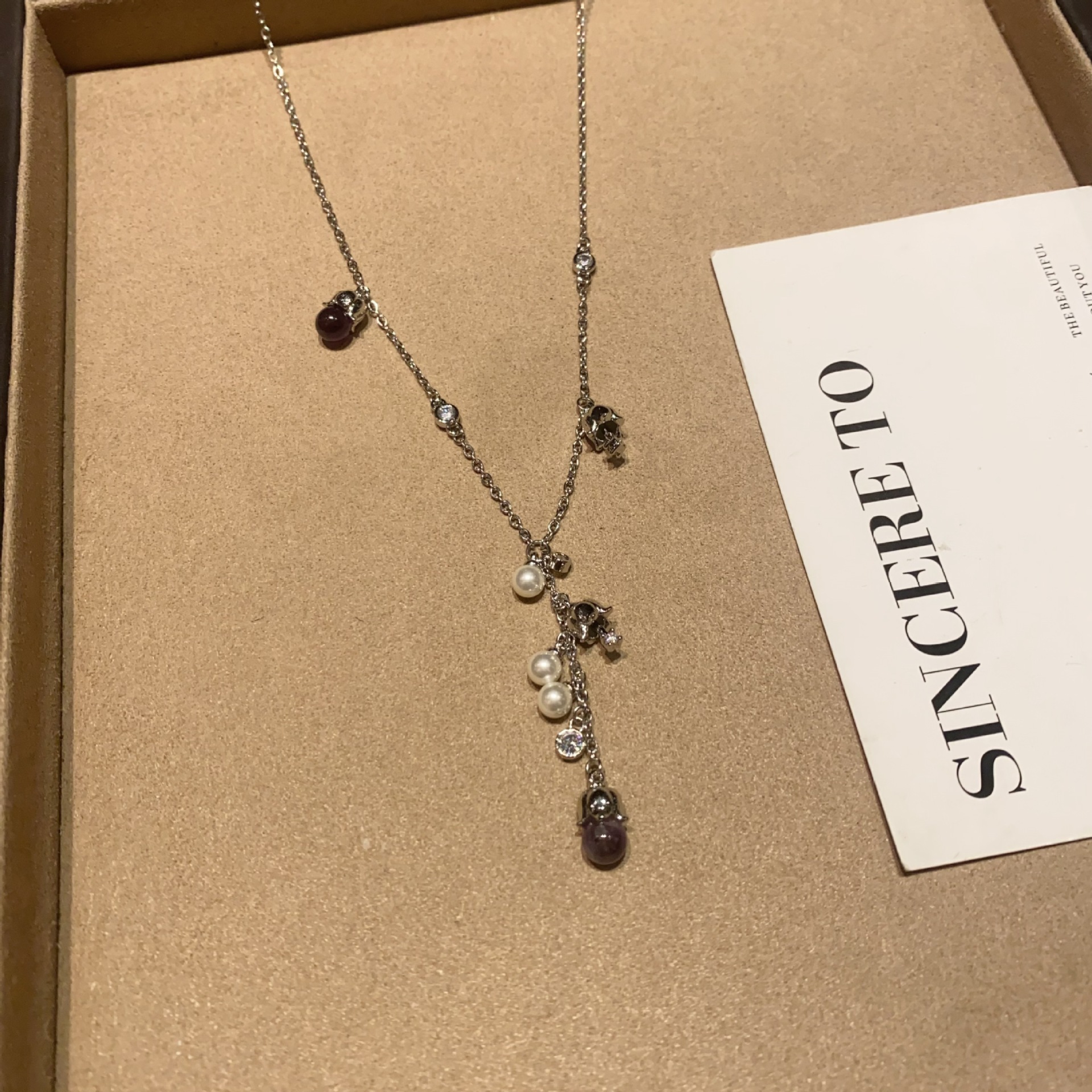 铜合金项链 高级感森系珍珠铃兰花流苏项链女个性精致颈链锁骨链