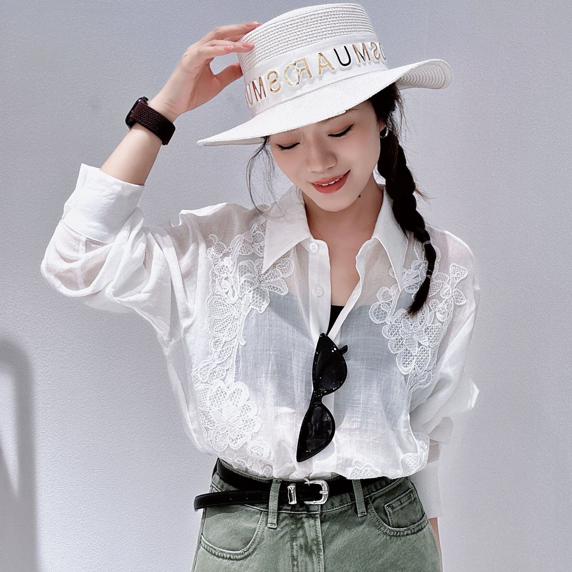 【商场同款】HPLY荷比俪2025早秋女气质雅致通勤V领衬衫HVF31631136