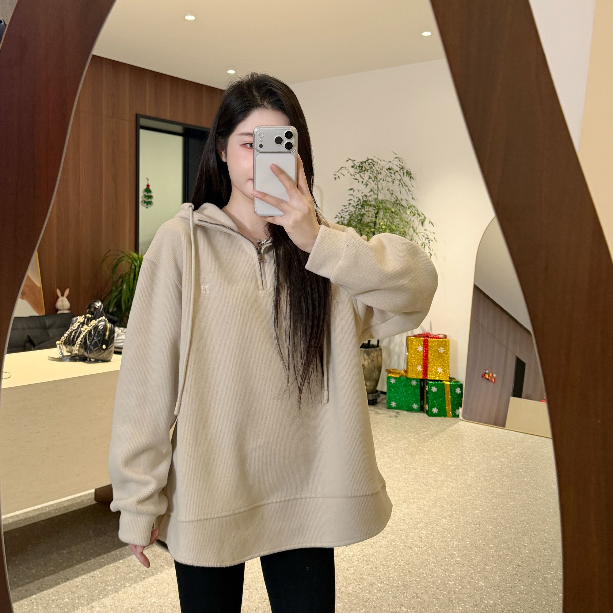 宿慕SUMU 韩版时尚连帽卫衣12-14新品2025宽松休闲百搭上衣1656