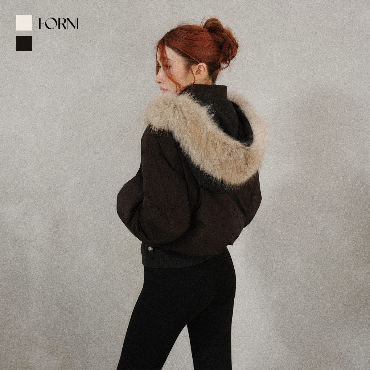 12月6日10:00新品 FORNI 雪地精灵 90白鸭绒拼接貉子领短款羽绒