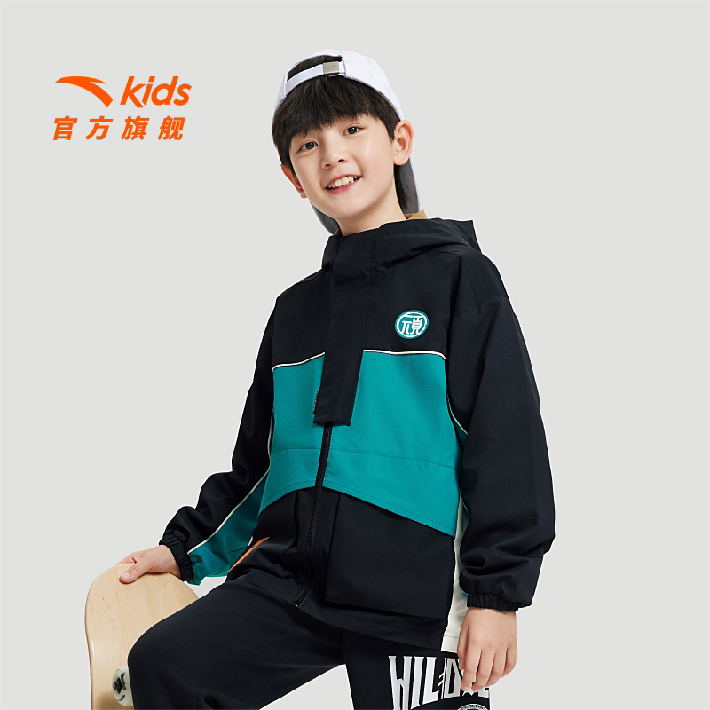 安踏儿童男大童运动上衣春秋透气舒适休闲百搭薄外套