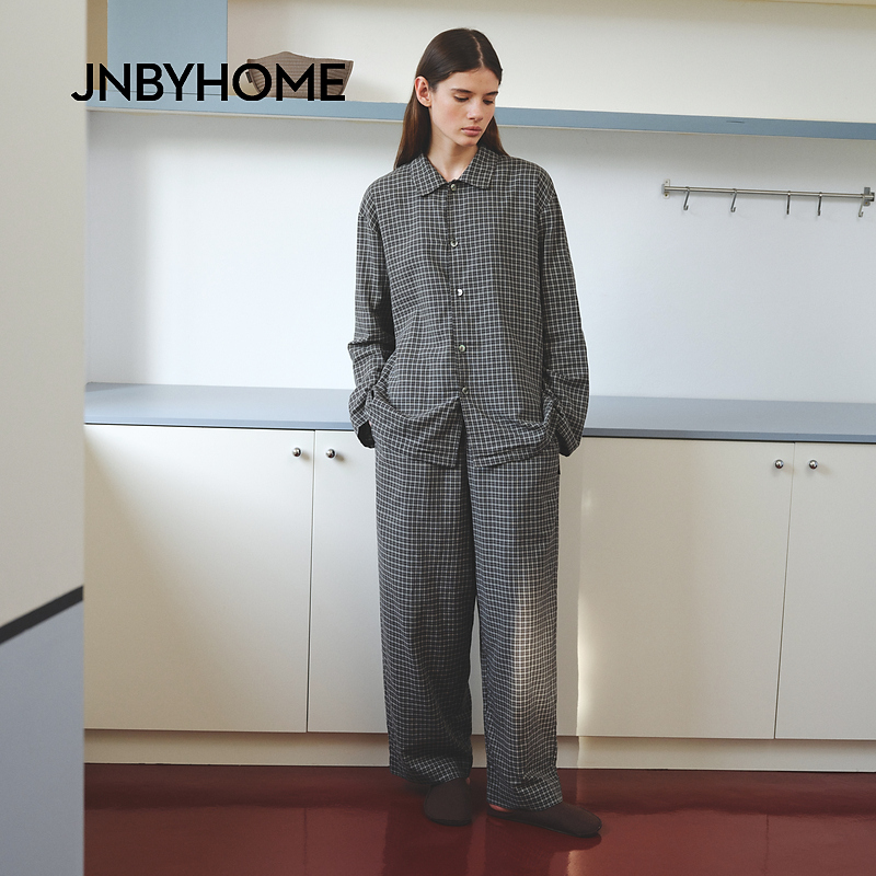 JNBYHOME江南布衣25年秋季男女长袖家居衬衣套装HP8014090