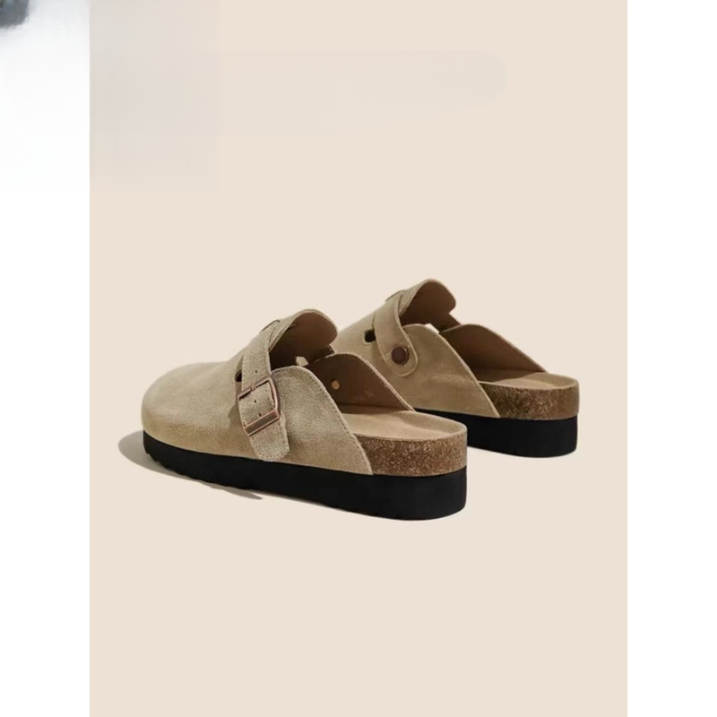 三福博肯鞋男包头半拖凉拖鞋2024春秋季防滑拖鞋情侣款勃肯鞋女