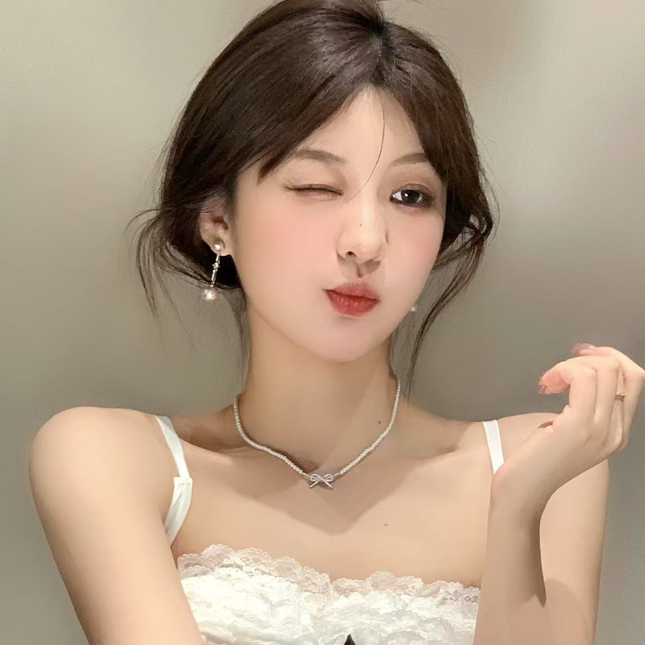 FULL GIRLISH耳环00976精致珠珠流苏耳钉耳饰