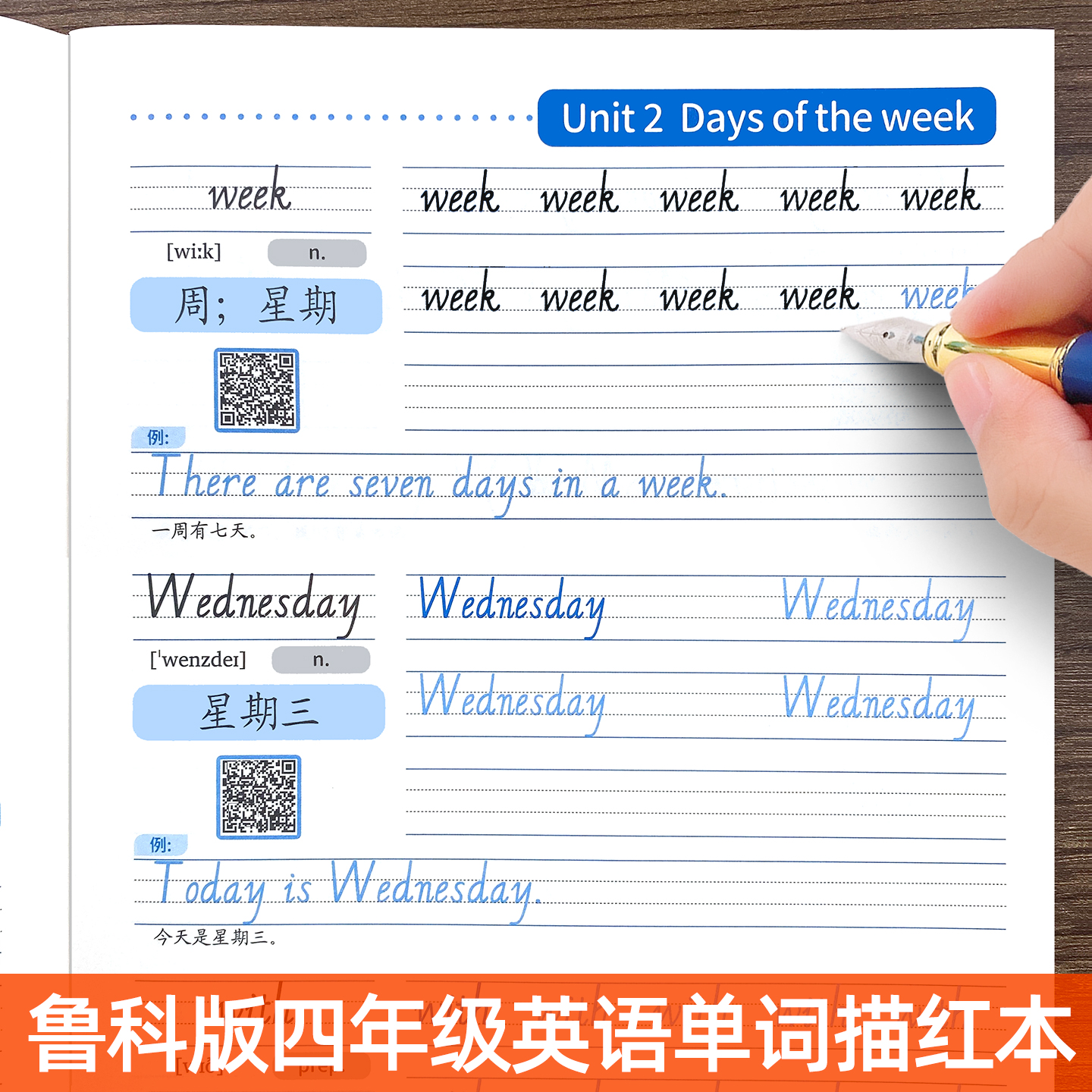 鲁科版五四制英语字帖小学生四年级上下册同步英文单词描红练字本