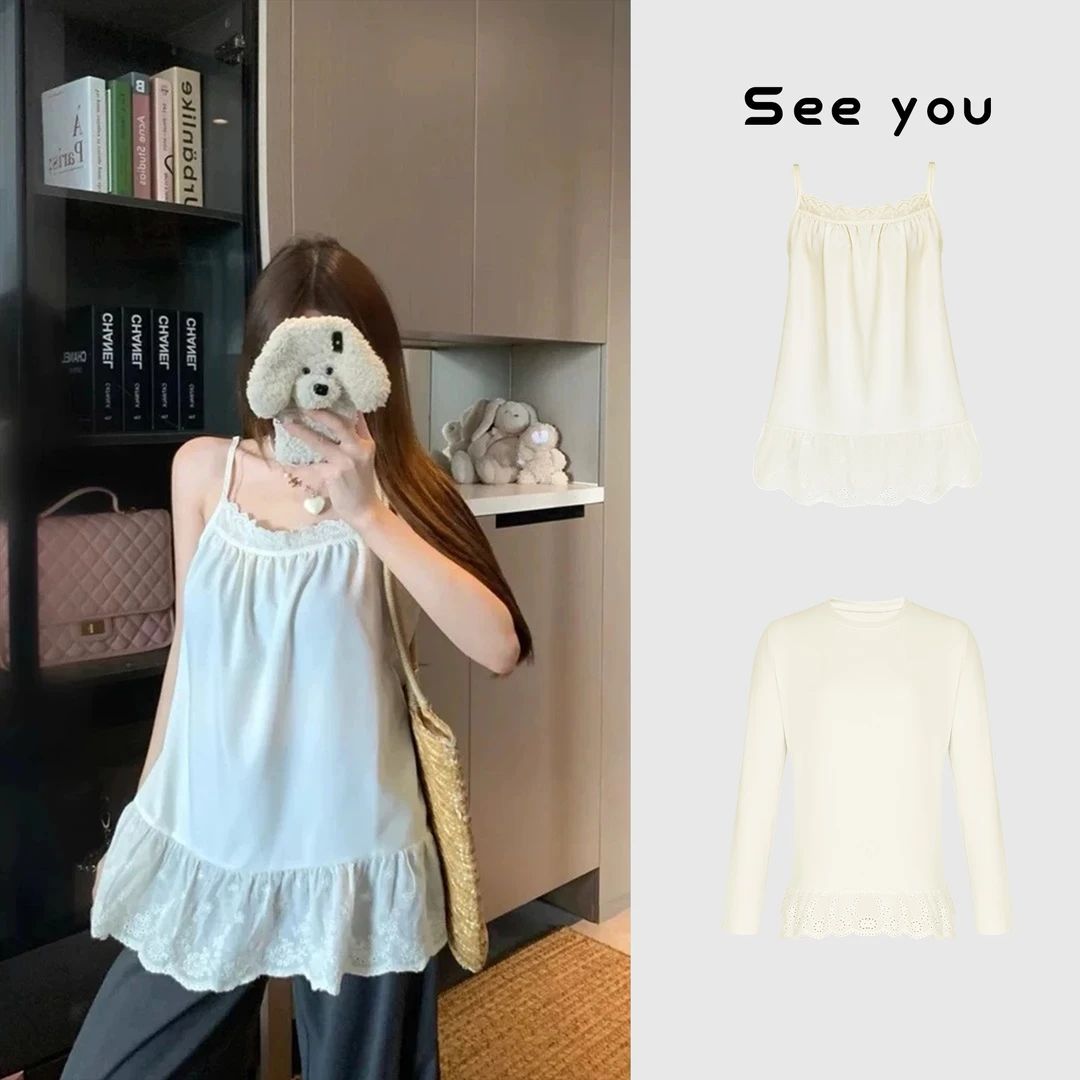 百搭神器 蕾丝内搭吊带公主风性感无袖蕾丝吊带背心X1226+Y1299