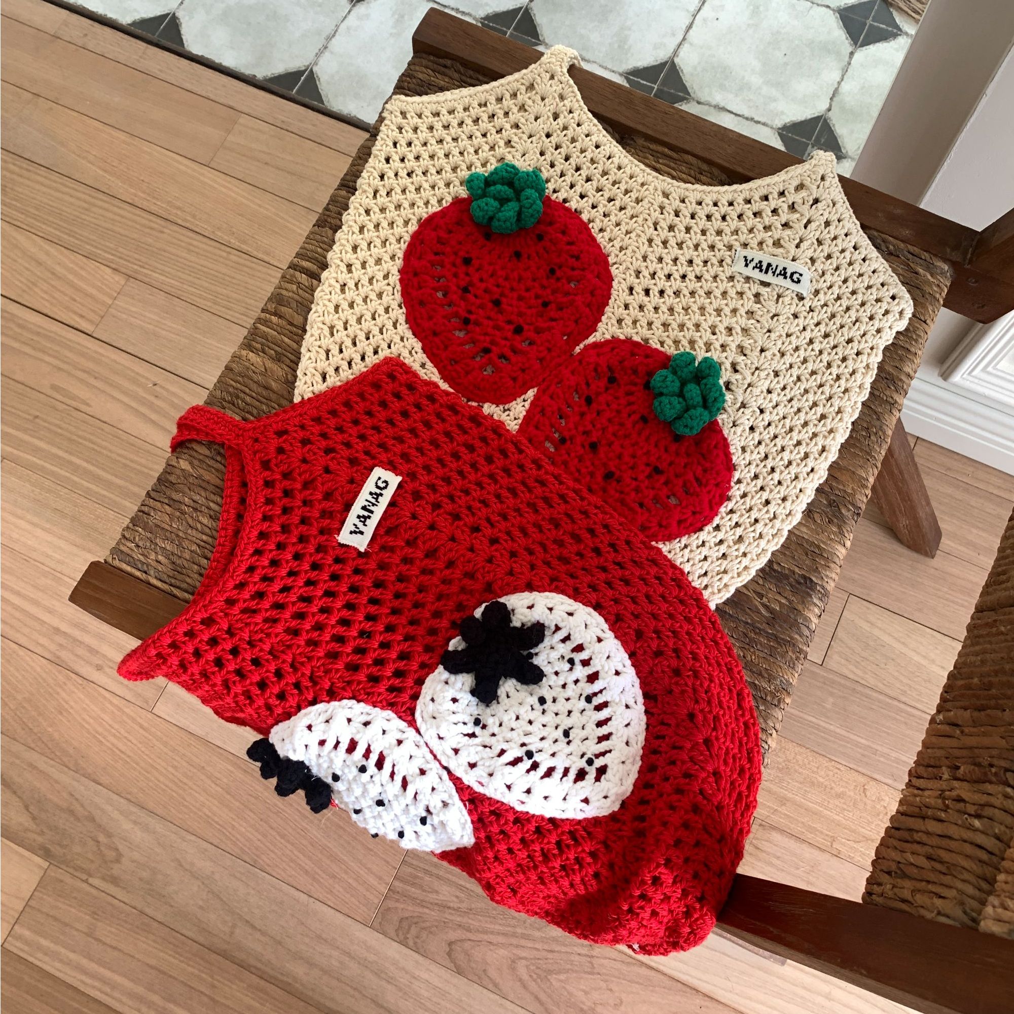 YANAG串串葡萄诱人草莓去火火龙果钩针包