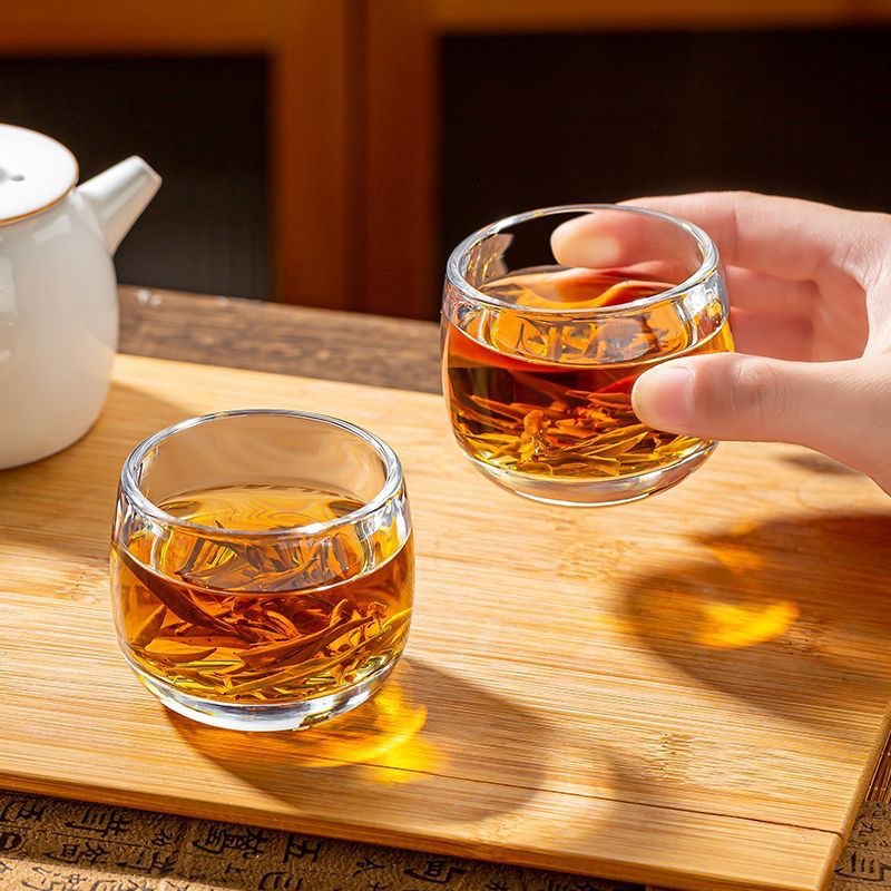 网红扳指杯透明加厚玻璃茶杯不烫手个人专用养生主人杯子