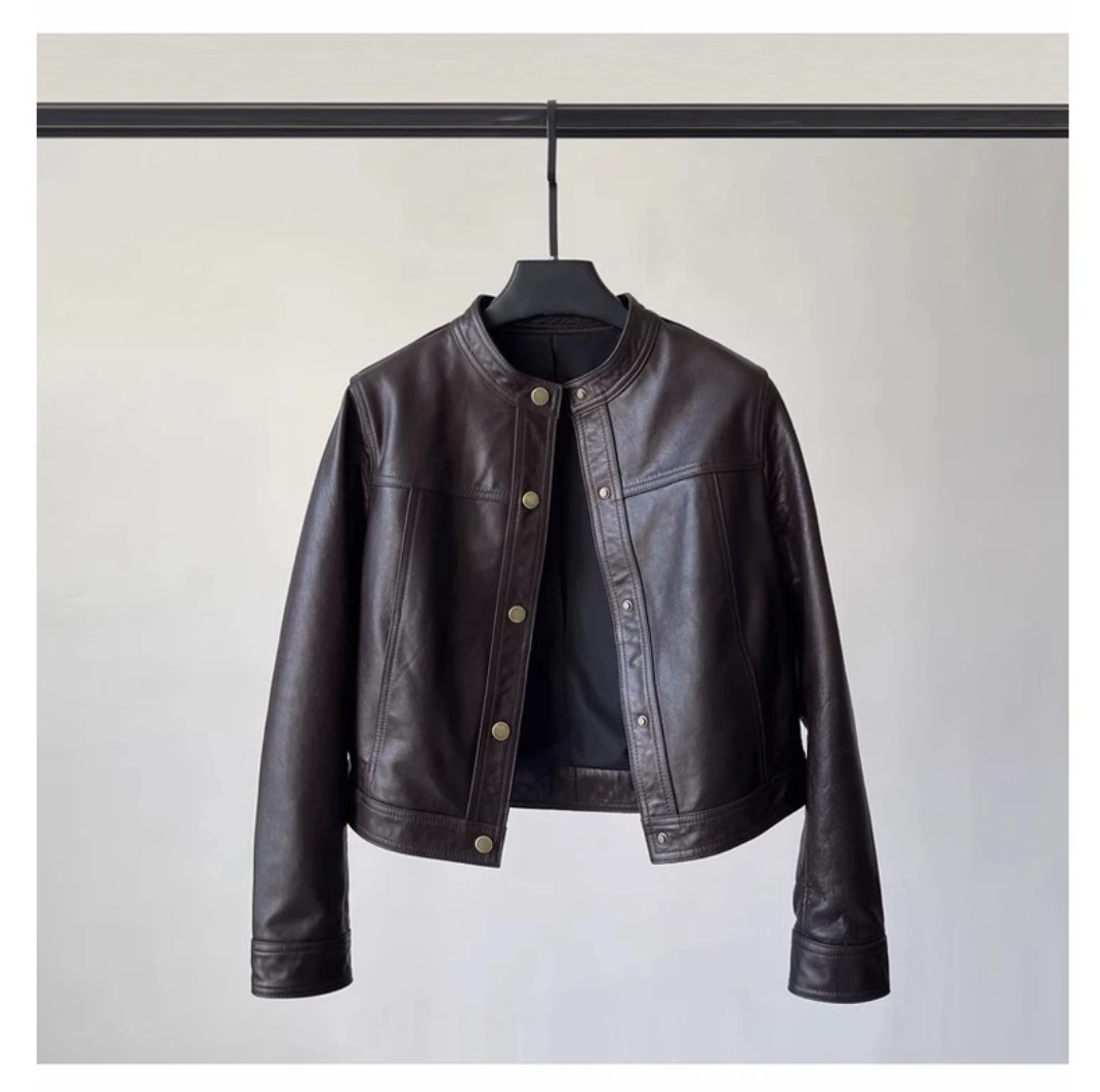 海宁皮衣女士短款立领机车服春季新款280