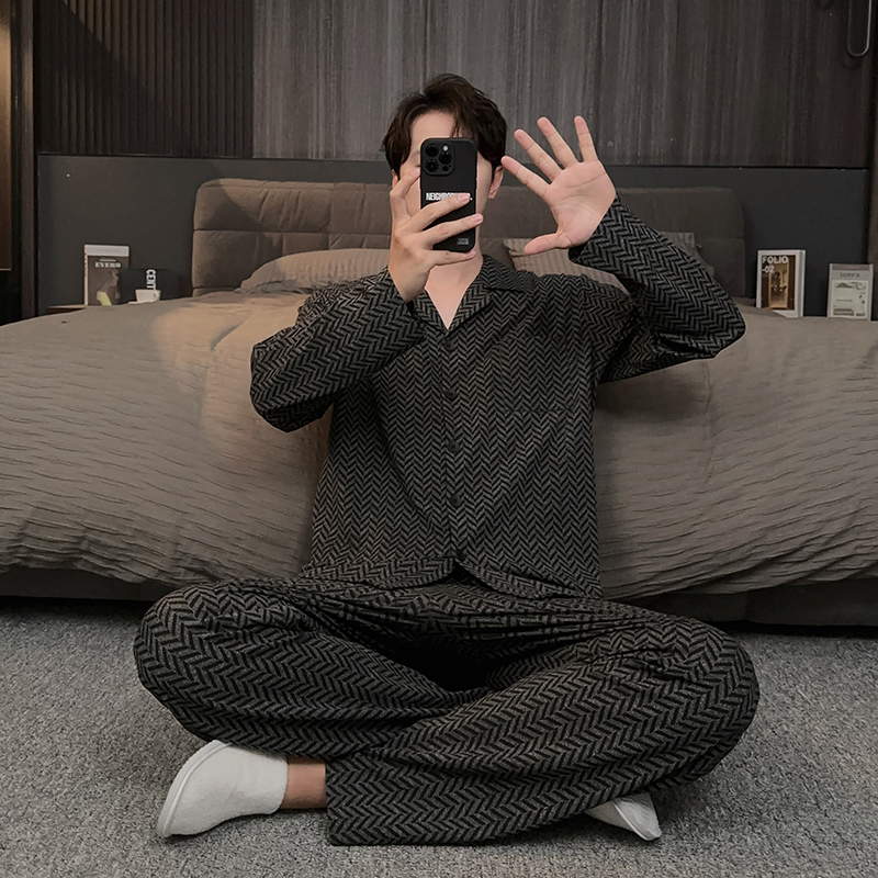 2025新款睡衣男士春秋款锁温棉质长袖可外穿秋冬季家居服大码套装