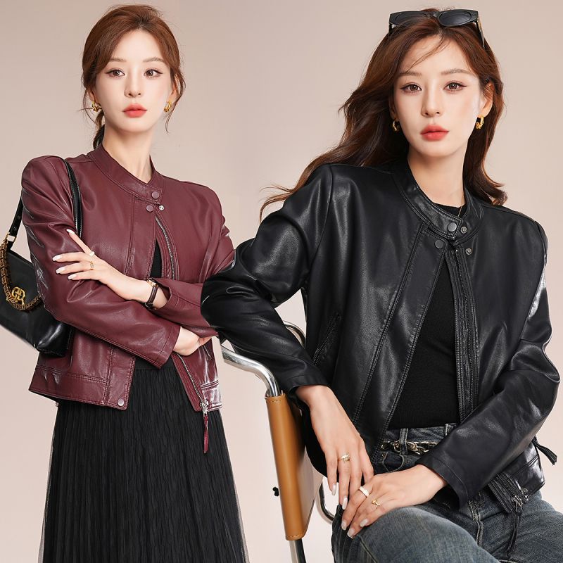 哥弟阿玛施正品真皮皮衣女秋冬新款海宁机车皮夹克绵羊皮短款外套