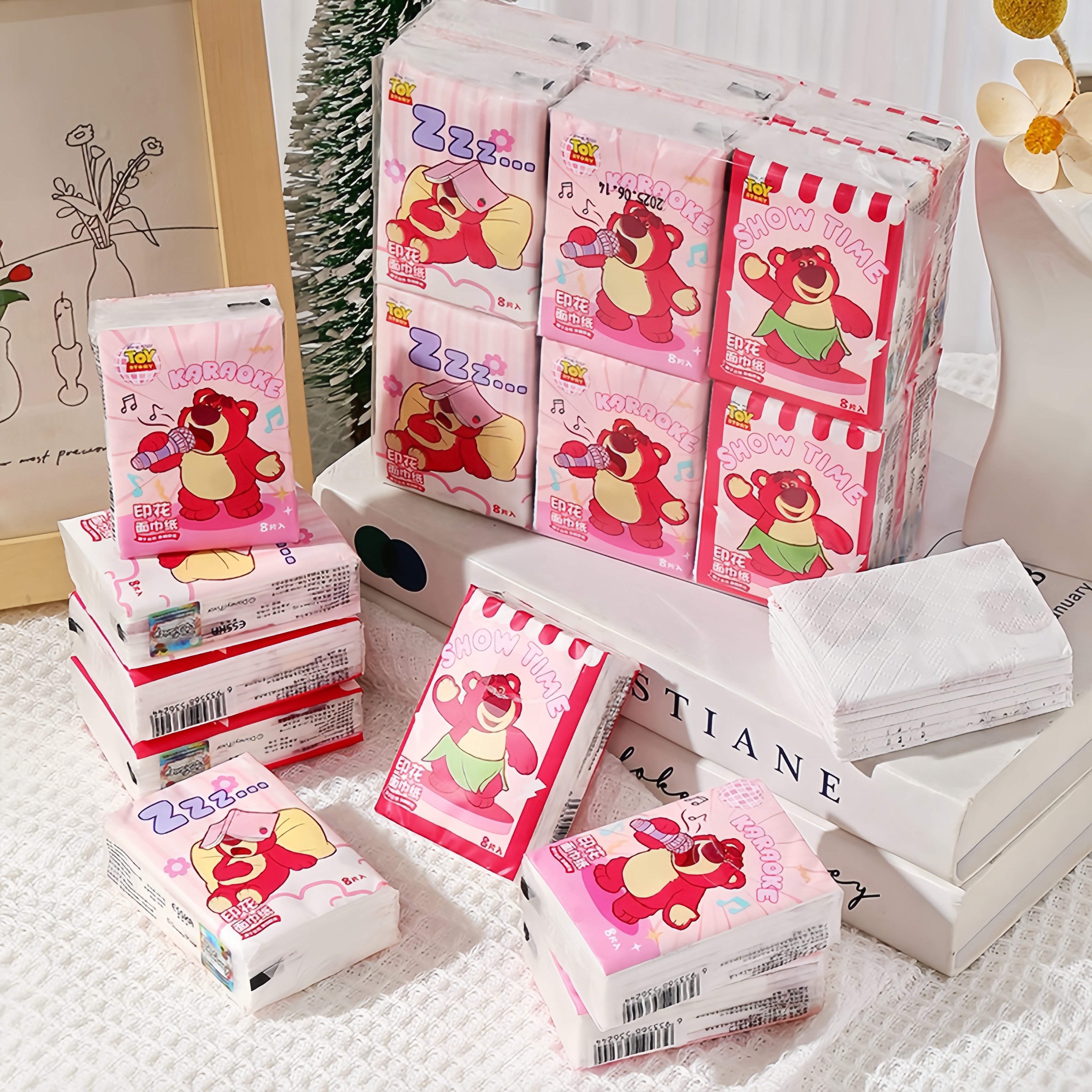 迪士尼草莓熊印花手帕纸小包便携随身装学生餐巾纸卫生纸原生木浆