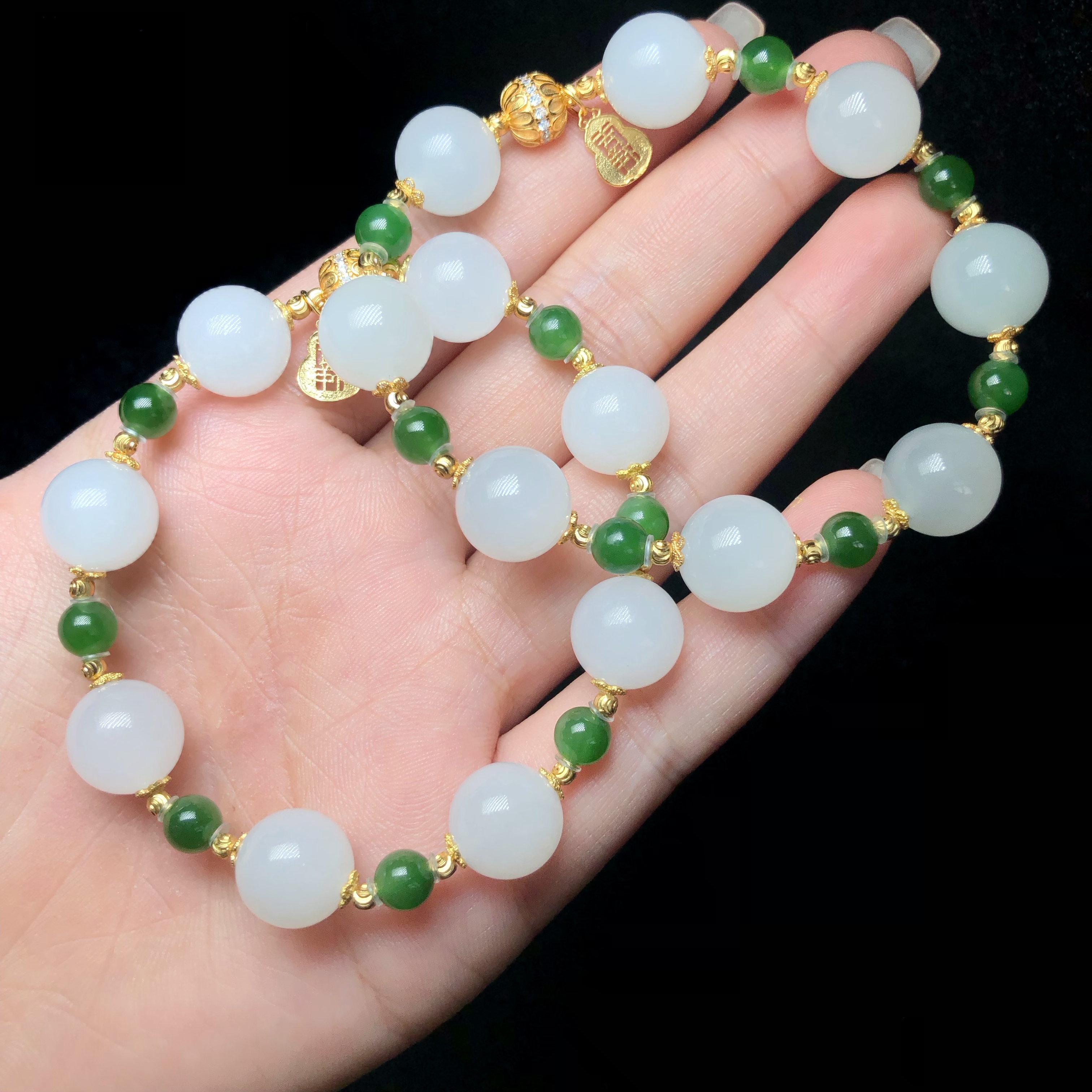 S925银和田玉DIY手串-多样性发其一-11mm-V89006-M（甄选）