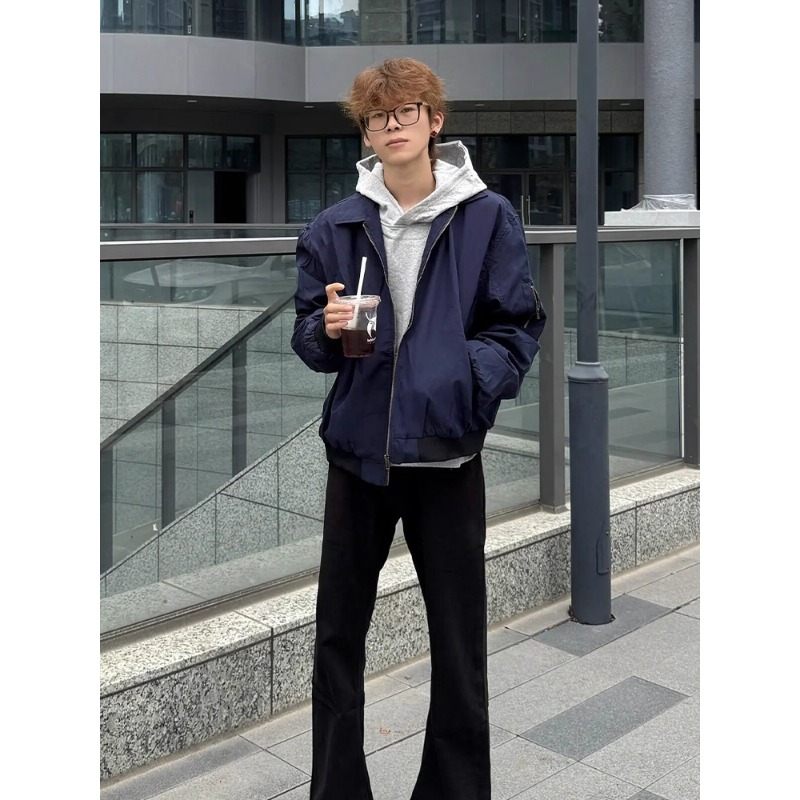 藏青色ma1美式飞行夹克男外套秋季cleanfit高级感痞帅短款棒球服