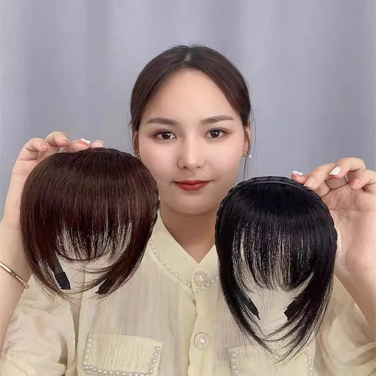 辫子发箍全真发前额头帘鬓角遮白发碎齐刘海假发女补发片女款