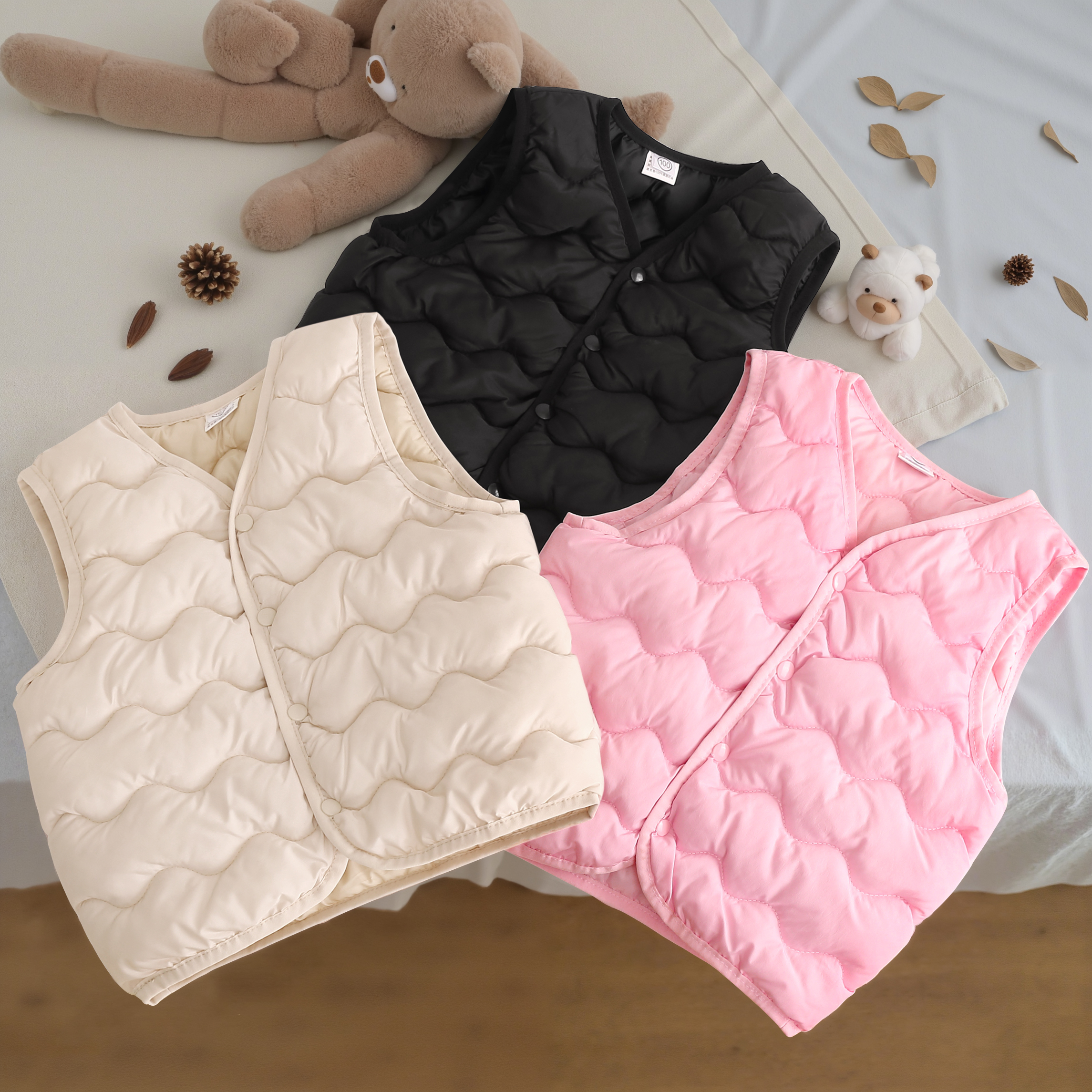 新款儿童保暖坎肩马夹棉秋冬款韩系糖果色男女童百搭保暖马甲577