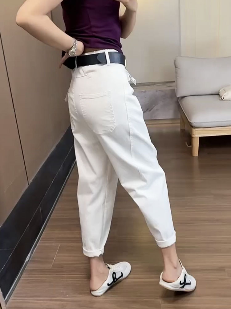 2025秋季新款九分哈伦牛仔裤女宽松显瘦遮肉大码高腰遮肉老爹裤