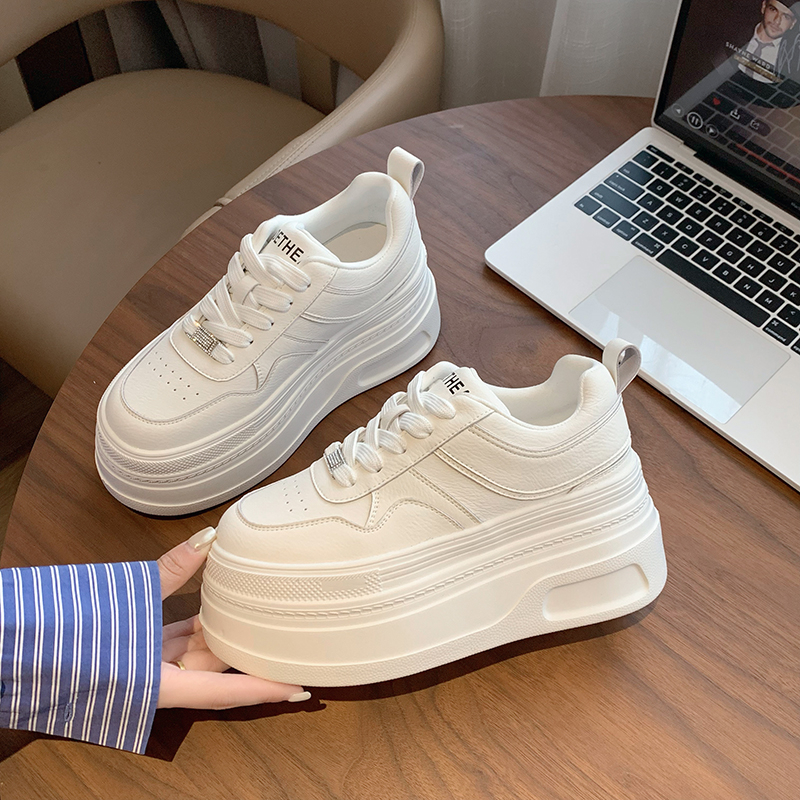8公分新款厚底真皮面小白鞋秋冬网红休闲鞋百搭厚底小白鞋女鞋