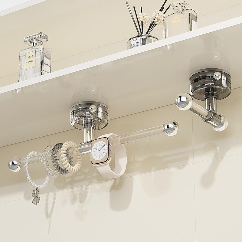 亚克力吸盘挂钩免打孔强力承重卫生间头绳发箍发圈收纳架无痕粘钩