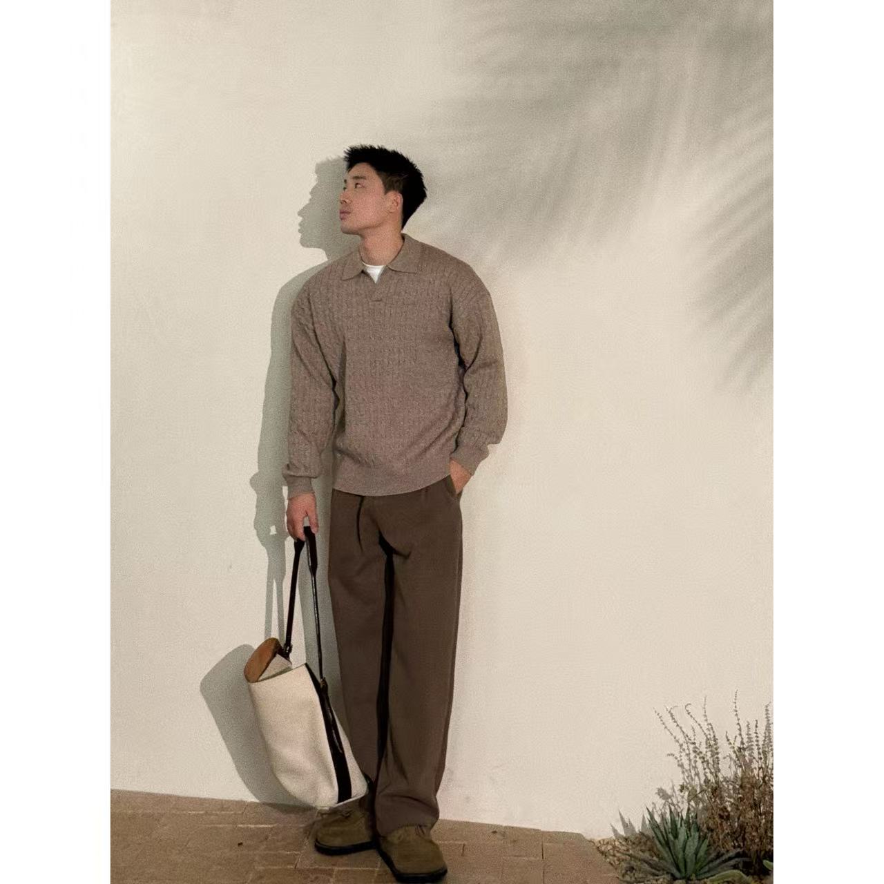 AttiCraft【定制绞花纱线】老钱松弛上衣秋冬新款海鸥领针织衫男25