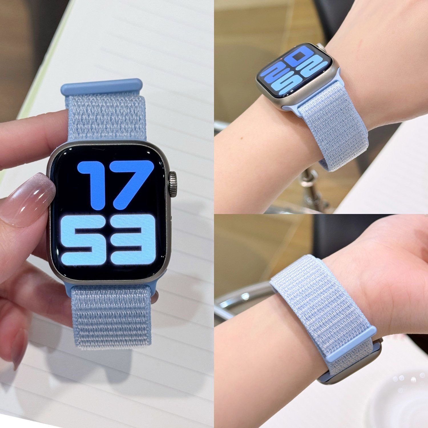 适用苹果s11手表表带iwatch109876魔术贴尼龙SE3秋冬季爆款表带