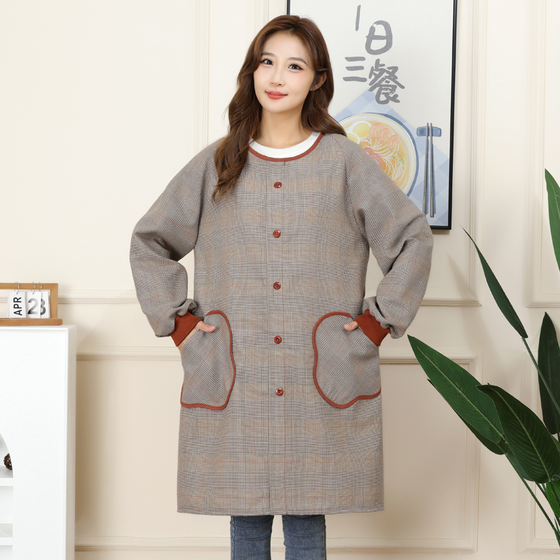 时尚小香风棉布罩衣厨房做饭防油污耐脏透气洋气女上班工作服围裙